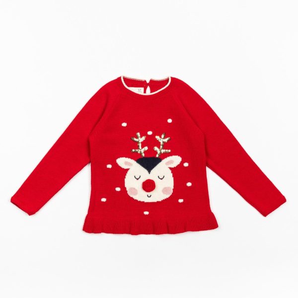 Pulover rosu cu design de Craciun, Zippy