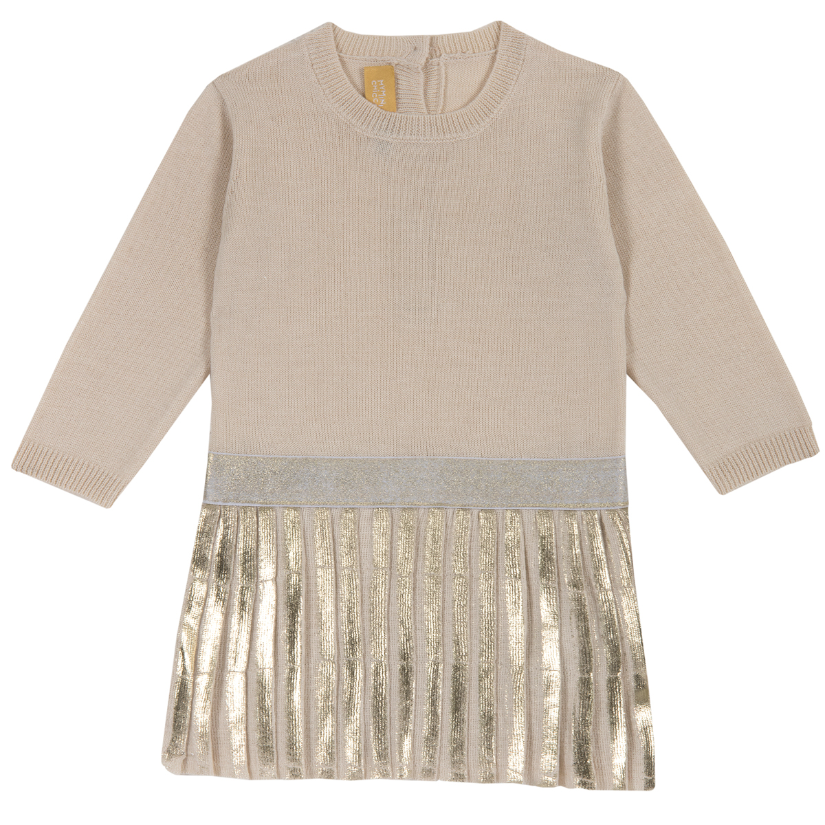 rochie-ml-104_28048_1_1566561453.jpg Rochie copii tricotata Chicco, maneca lunga, bej cu model, 03545