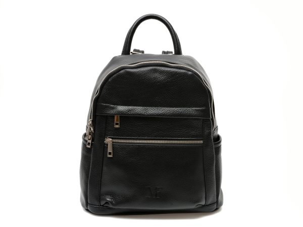 Rucsac MARIO FERRETTI negru, BB75, din piele naturala