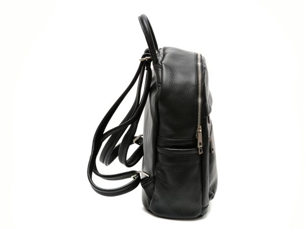 Rucsac MARIO FERRETTI negru, BB75, din piele naturala
