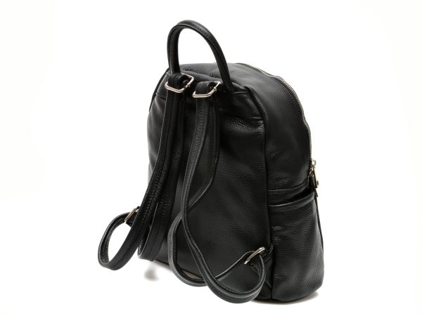 Rucsac MARIO FERRETTI negru, BB75, din piele naturala