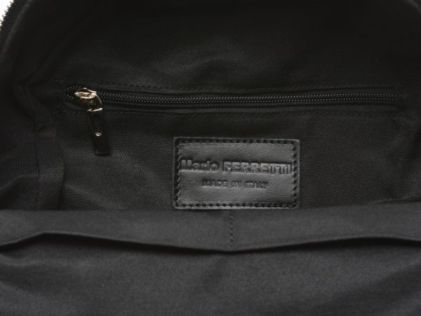 Rucsac MARIO FERRETTI negru, BB75, din piele naturala