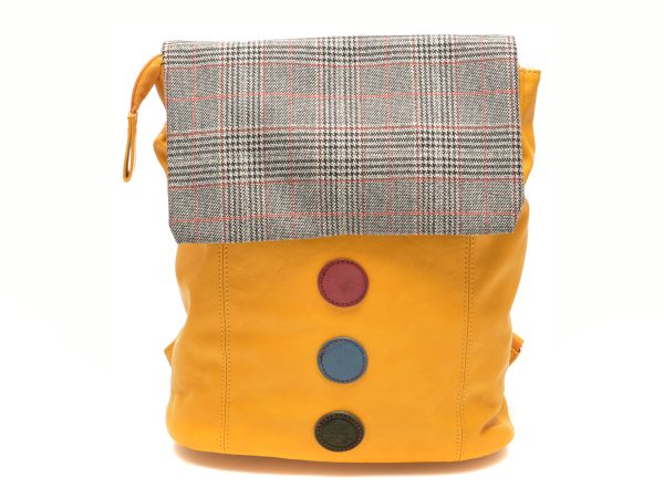 Rucsac RIEKER galben, H1357, din piele ecologica