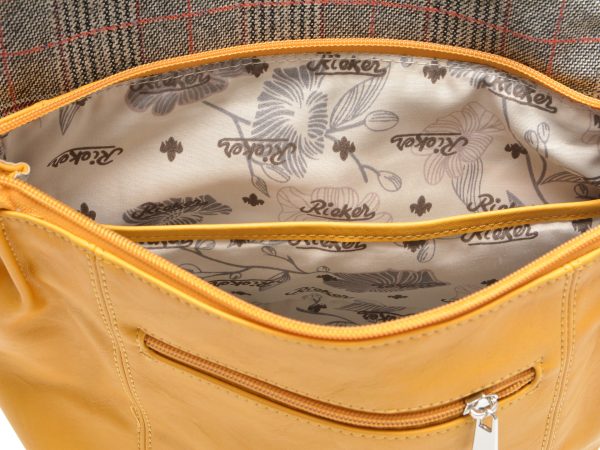 Rucsac RIEKER galben, H1357, din piele ecologica