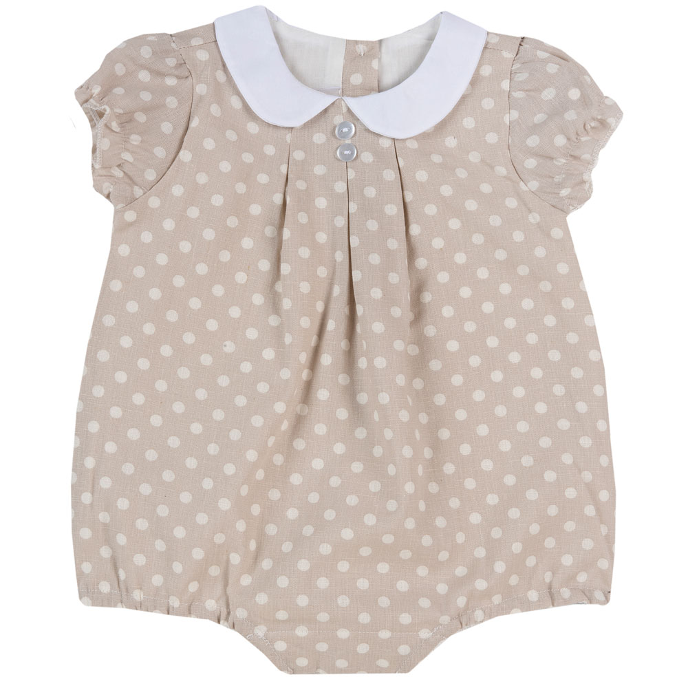Salopeta bebe Chicco, pantaloni scurti, bej cu buline, 57160