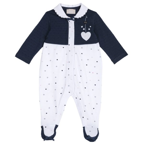 Salopeta bebe Chicco, maneca lunga, alb cu bleumarin, 21783