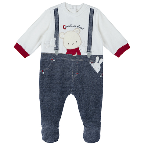 Salopeta bebelusi Chicco, 02228-61MFCI, alb cu bleumarin