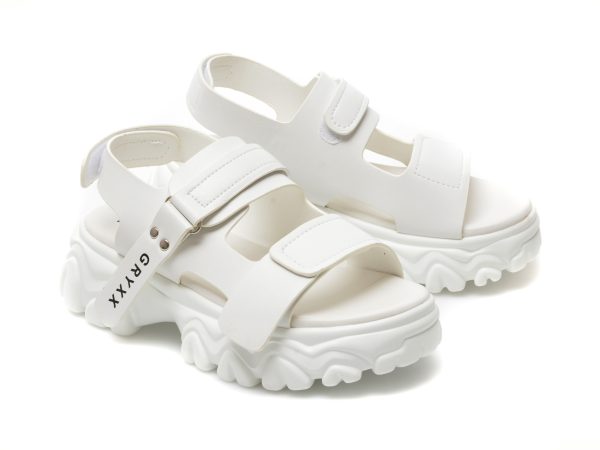 Sandale GRYXX albe, 21265, din piele naturala