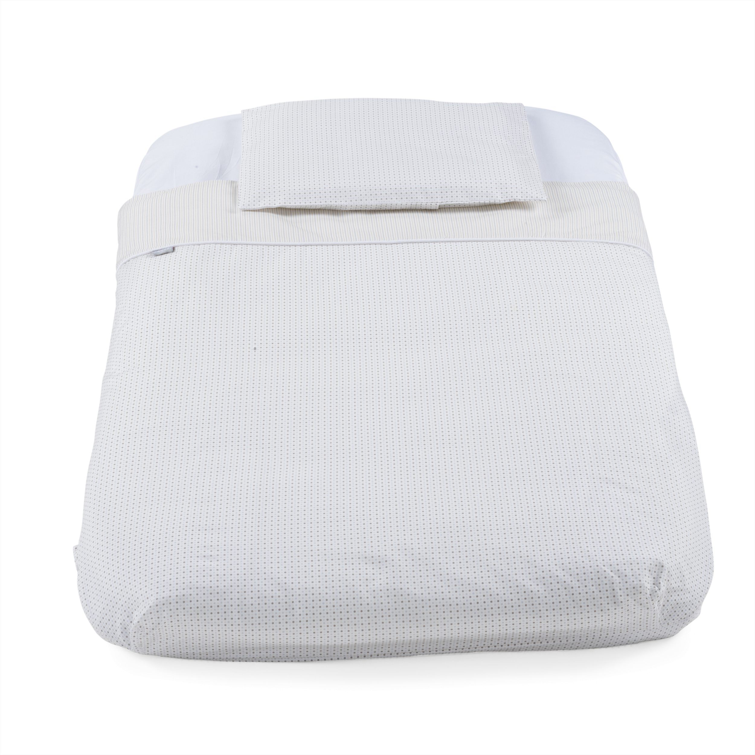 Set lenjerie patut Chicco Next2Me, 4 piese, grey stripes, 0luni+