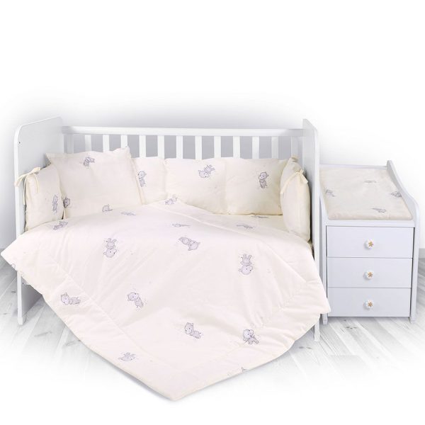 set_lenjerie_de_pat_lorelli_hippo_beige_5_articole.jpg Set lenjerie de pat Lorelli hippo beige , 5 articole