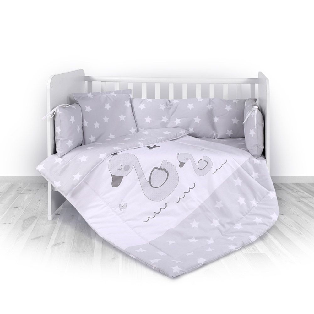 Set lenjerie de pat Lorelli Ranforce Stars Grey, 5 articole