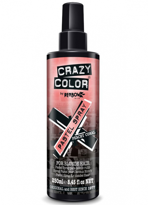 Spray colorant pentru parul blond, CRAZY COLOR Pastel Spray Peachy Coral, 250 ml
