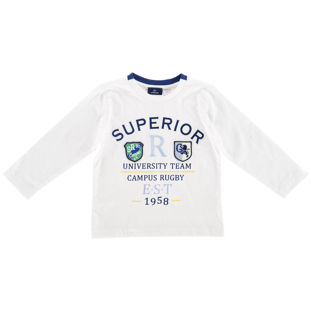 Tricou copii Chicco, maneca lunga, alb, 122