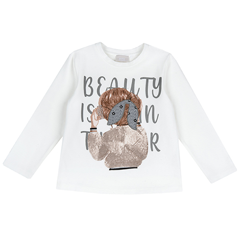 Tricou maneca lunga copii Chicco, 67497-61MC, Alb