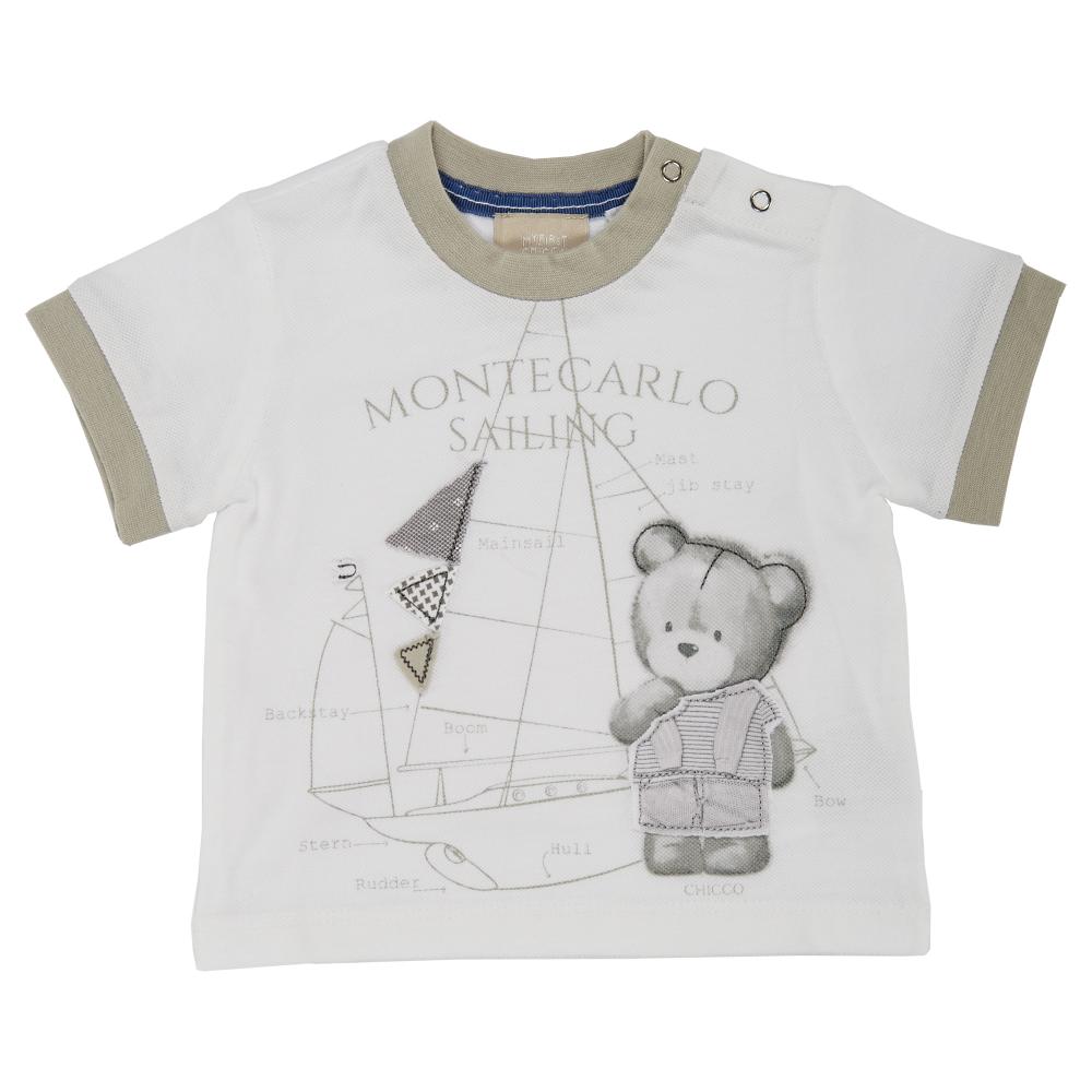 Tricou maneca scurta copii Chicco, baieti, alb