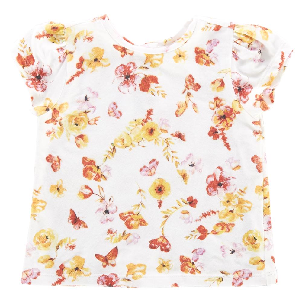 Tricou maneca scurta, copii, Chicco, imprimeu floral, fete