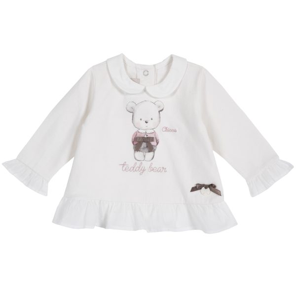 Tricou copii Chicco, maneca lunga, alb, 06776