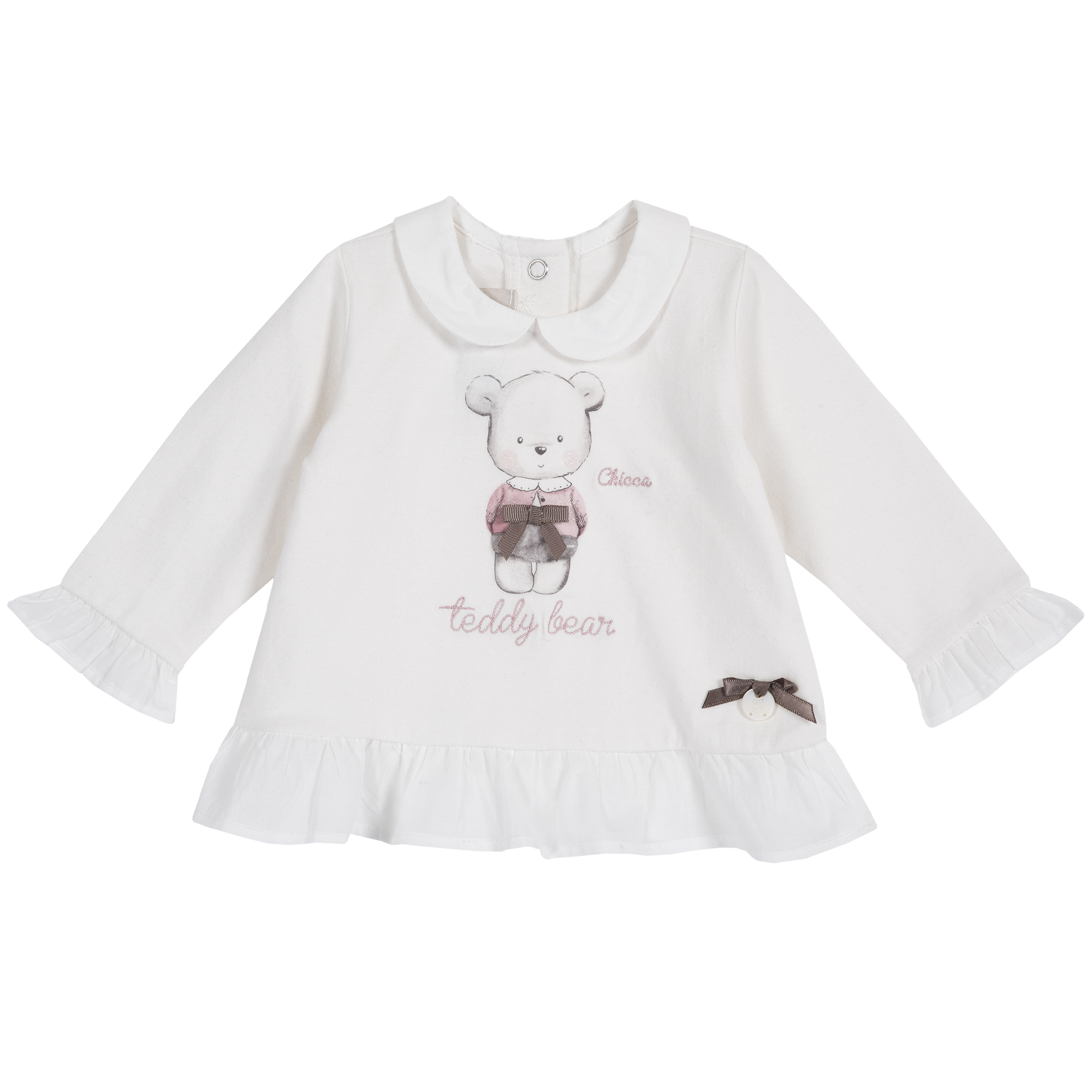 Tricou copii Chicco, maneca lunga, alb, 06776