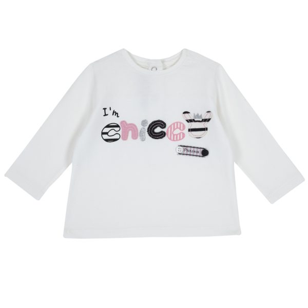 Tricou copii Chicco, maneca lunga, alb, 06741
