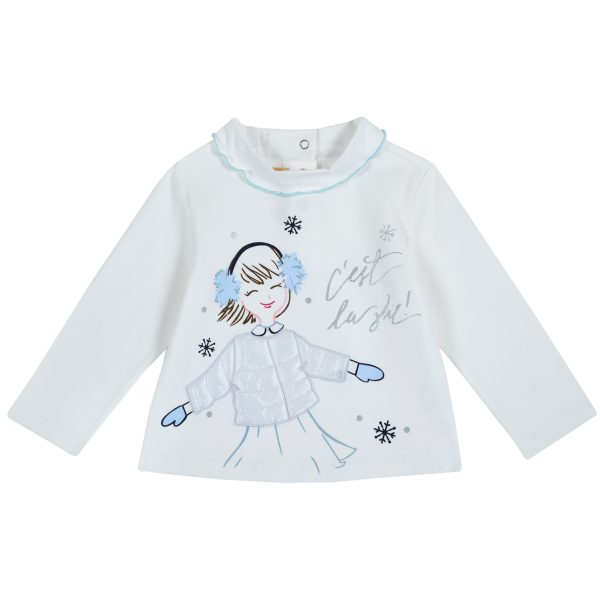 Tricou copii Chicco, maneca lunga, alb, 06779