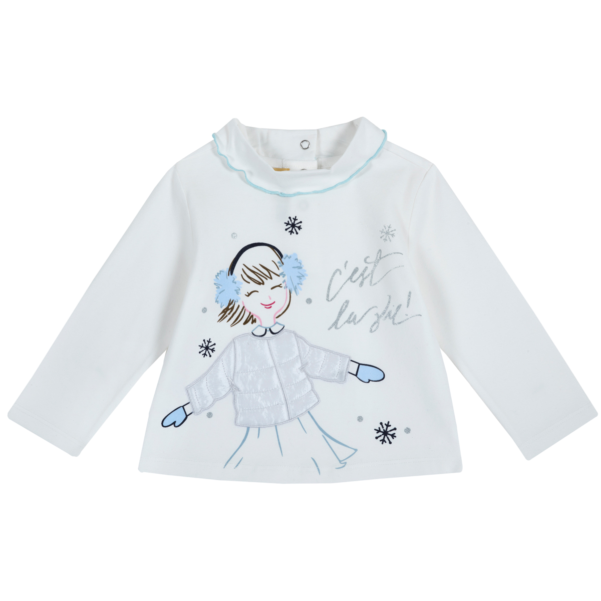 Tricou copii Chicco, maneca lunga, alb, 06779