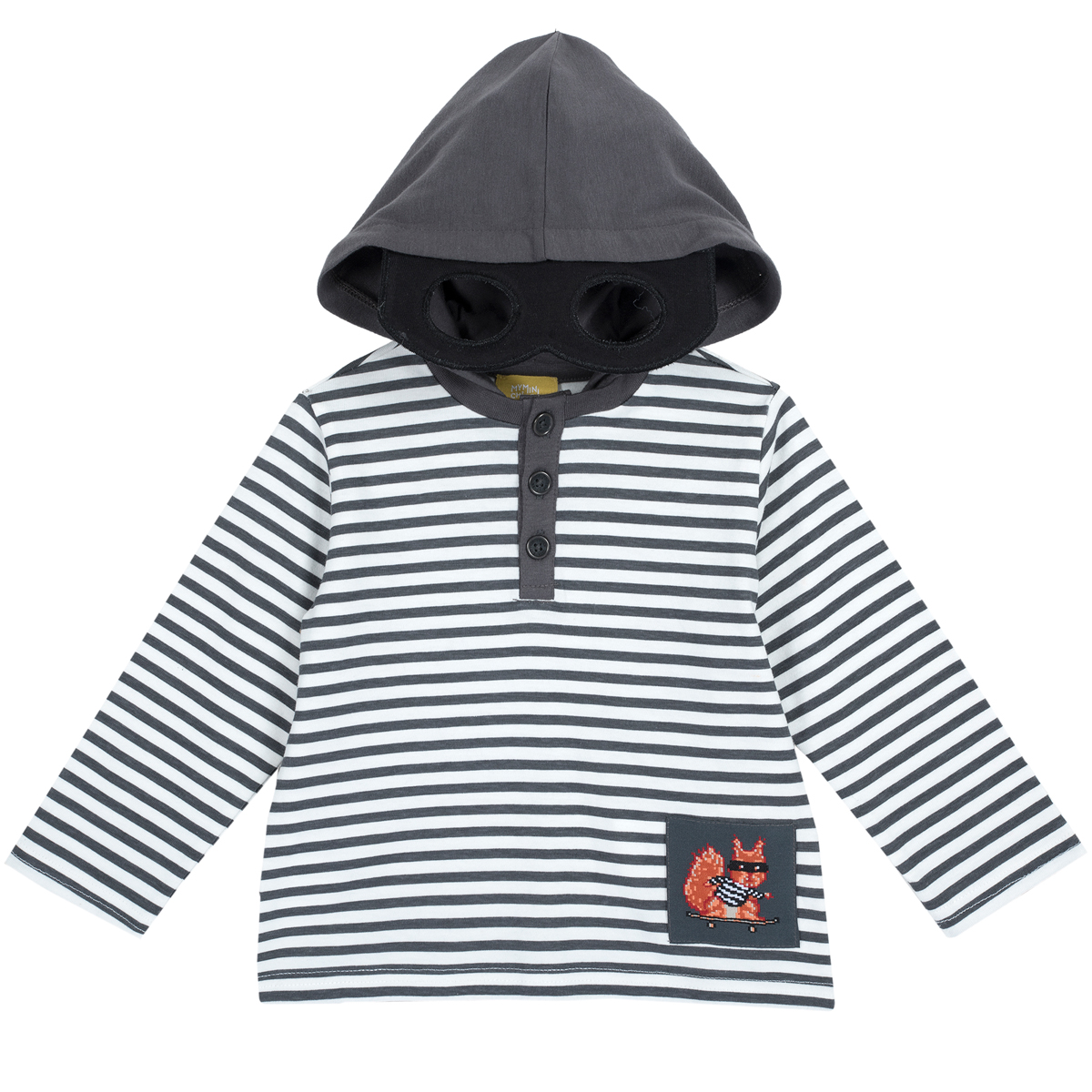 Tricou copii Chicco, maneca lunga, negru cu alb, 06759