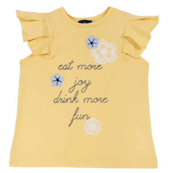 Tricou copii Chicco, galben cu mesaj, 06684