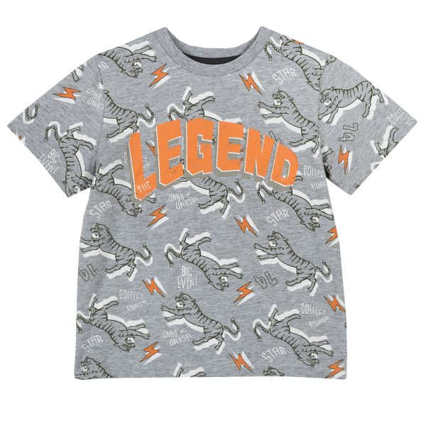 Tricou copii Chicco Legend, gri cu model, 06720