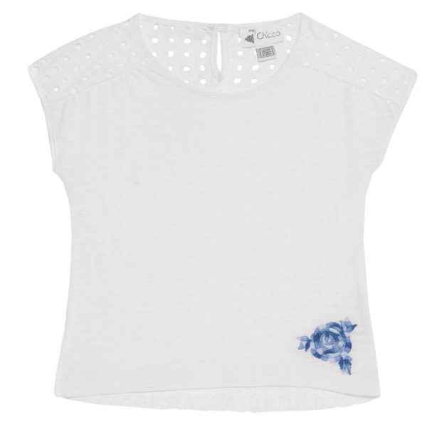 Tricou fetite Chicco, alb cu maneca scurta