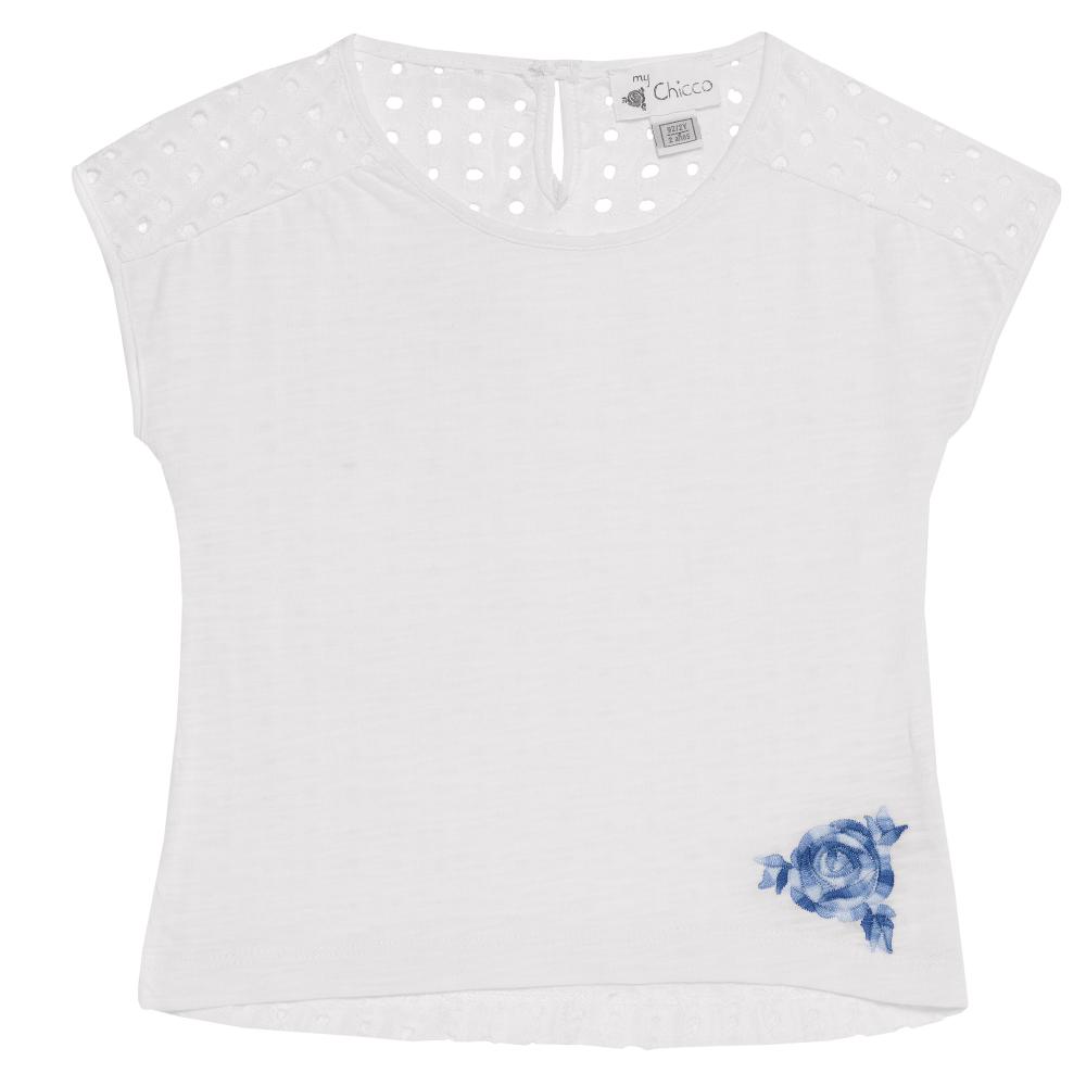 Tricou fetite Chicco, alb cu maneca scurta