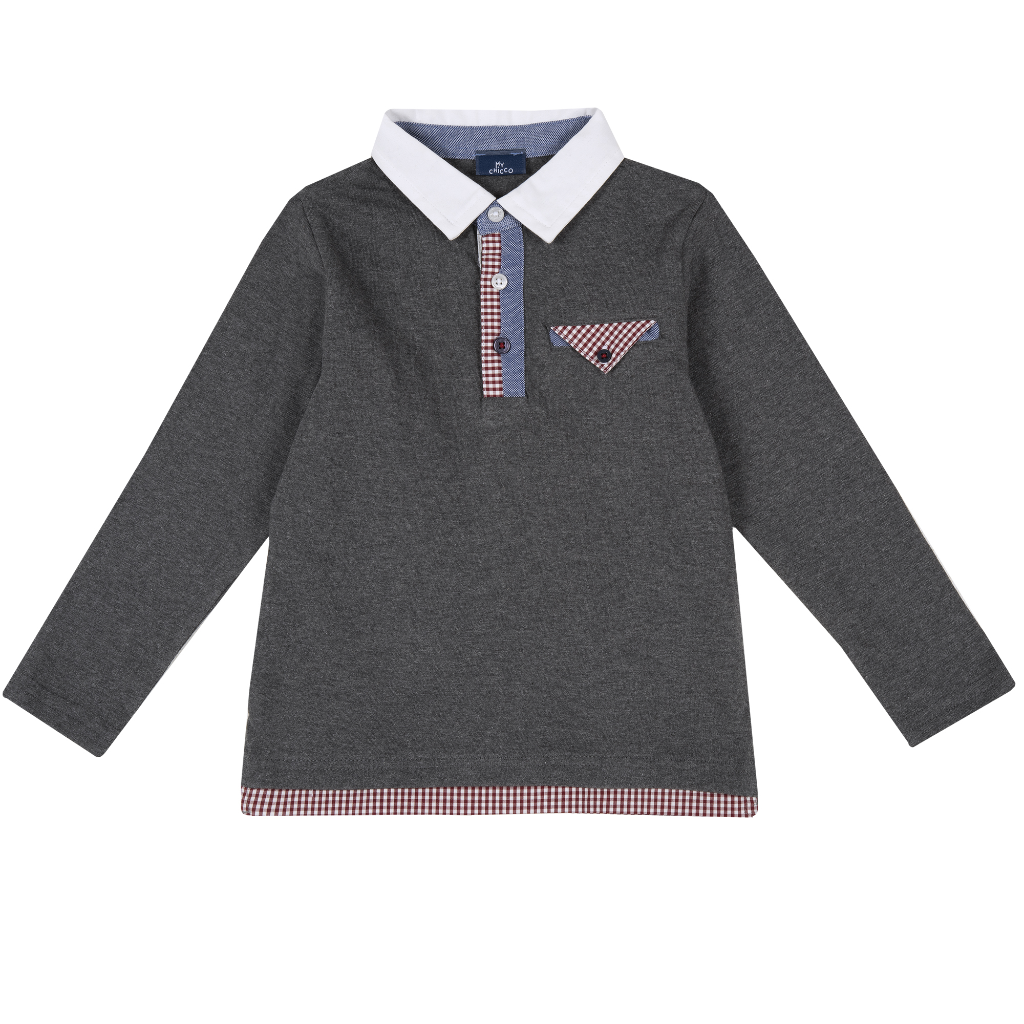 Bluza copii Chicco, tip polo, gri inchis, 33289