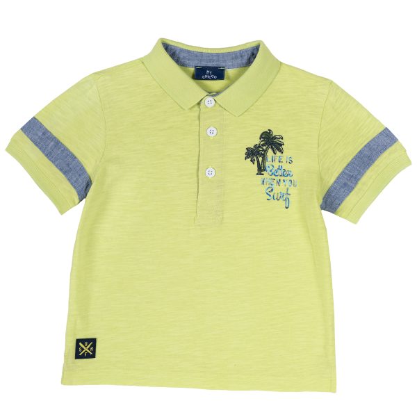 Tricou copii tip Polo, Chicco, guler, verde, 33501