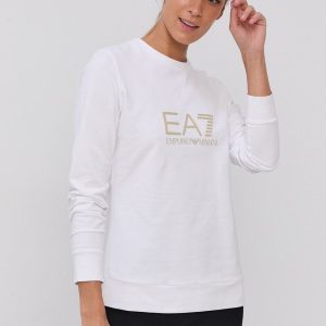 EA7 Emporio Armani bluza femei, culoarea alb, cu imprimeu