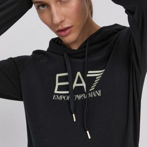 EA7 Emporio Armani Bluză femei, culoarea negru, material neted