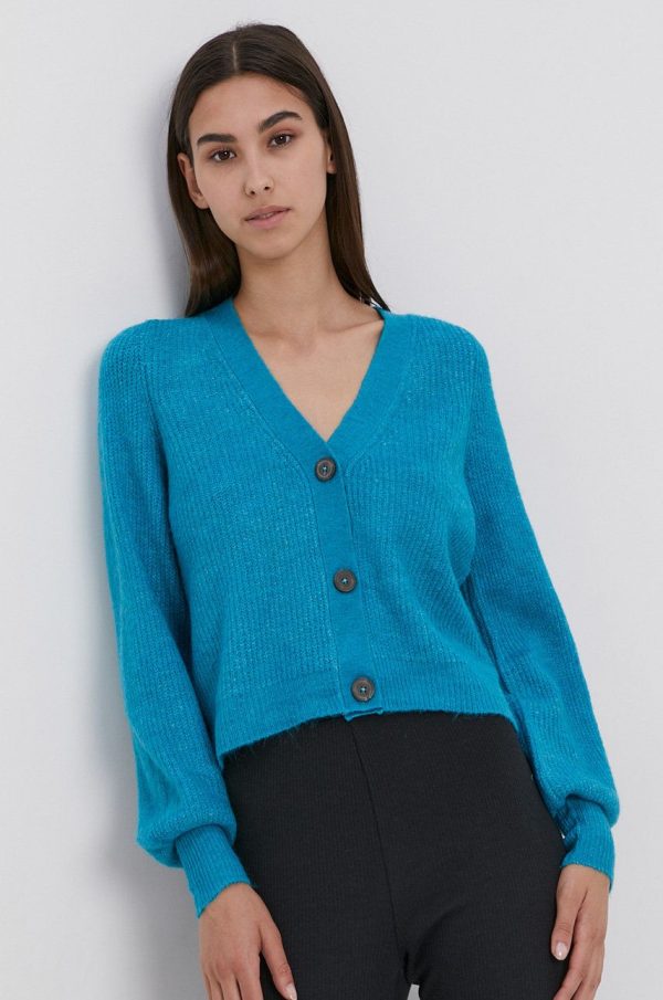 Jacqueline de Yong Cardigan femei, culoarea turcoaz, calduros