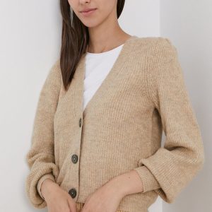 Jacqueline de Yong Cardigan femei, culoarea bej, calduros