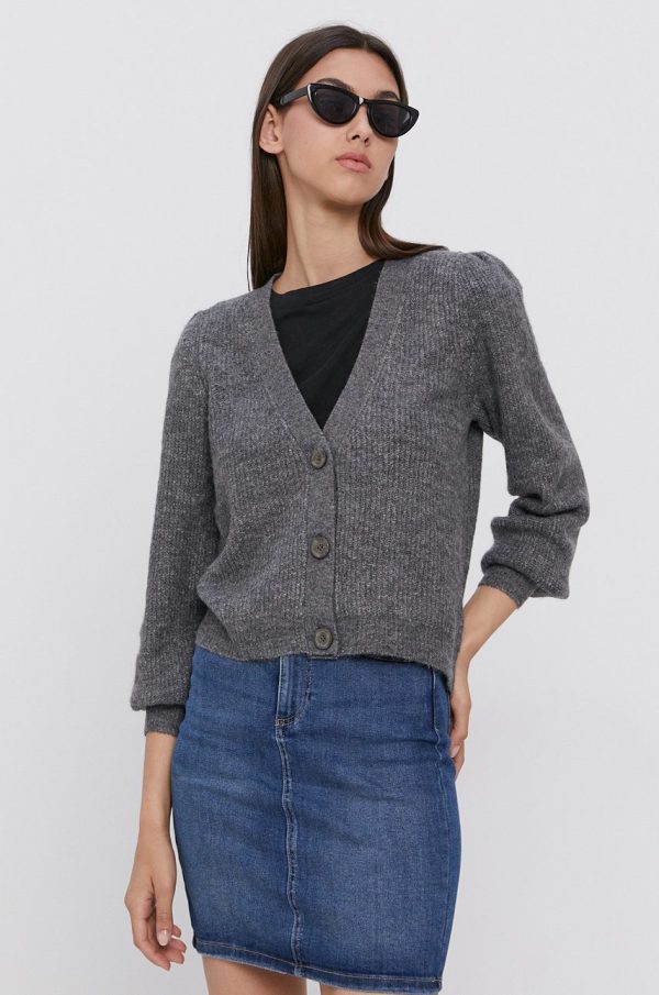 Jacqueline de Yong Cardigan femei, culoarea gri, calduros