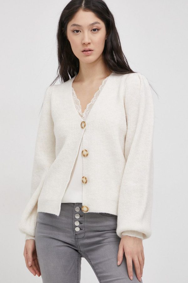 Noisy May Cardigan femei, culoarea crem