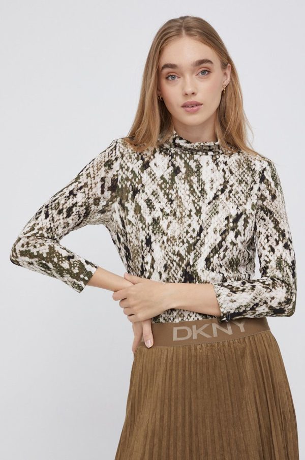 Dkny Bluză femei, culoarea verde, modelator