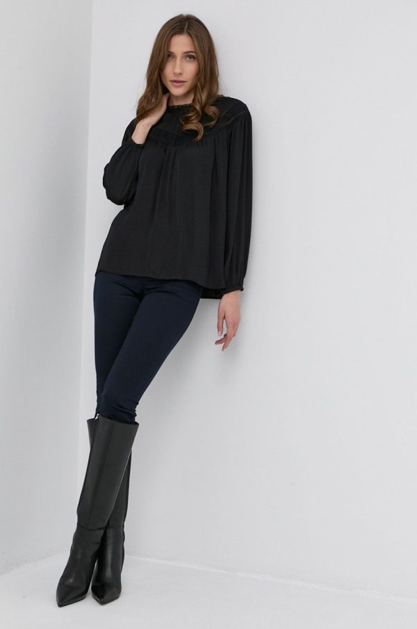 AW21-BDD05B_99X_F1.jpg Morgan Bluză femei, culoarea negru, material neted