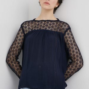 AW21-BDD064_59X_F1.jpg Superdry Bluză femei, culoarea albastru marin, material neted