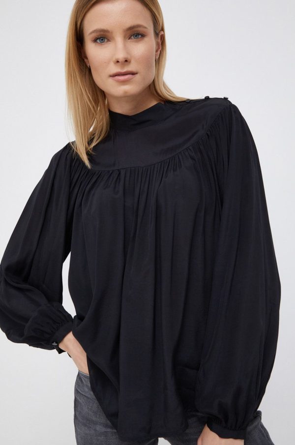 United Colors of Benetton Bluză femei, culoarea negru, material neted