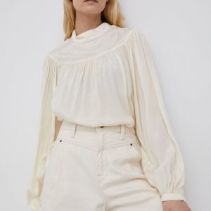 AW21-BDD06I_01X_F1.jpg United Colors of Benetton Bluză femei, culoarea crem, material neted