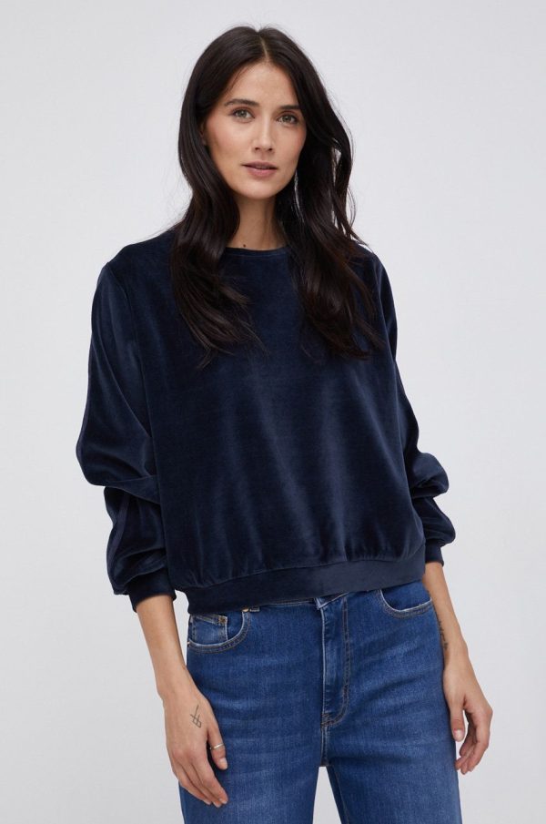 Desigual Bluză femei, culoarea albastru marin, cu imprimeu