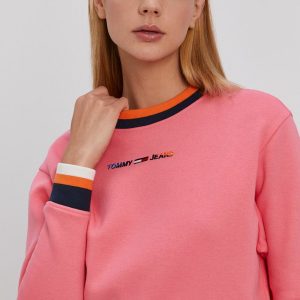 Tommy Jeans Bluză femei, culoarea roz, cu imprimeu