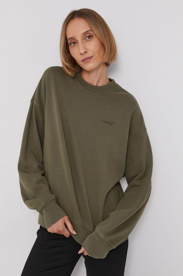 Levi's Bluză femei, culoarea verde, material neted