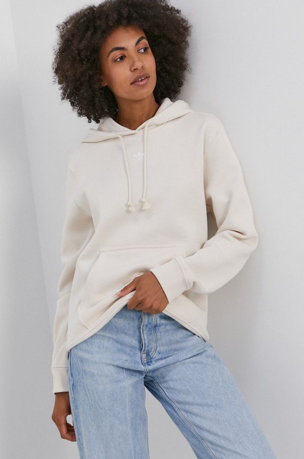 Adidas Originals Bluză H34729 femei, culoarea crem, material neted