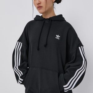 Adidas Originals Hanorac de bumbac H37799 femei, culoarea negru, cu imprimeu