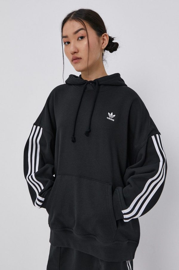 AW21-BLD0HK_99X_F1.jpg Adidas Originals Hanorac de bumbac H37799 femei, culoarea negru, cu imprimeu