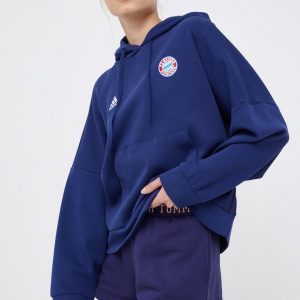 Adidas Performance Bluză GR0692 femei, culoarea albastru marin, cu imprimeu